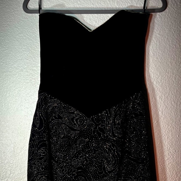 Jessica McClintock Vintage Black Velvet Maxi Bodycon Dress Size 10 in EXCELLENT - Picture 2 of 3